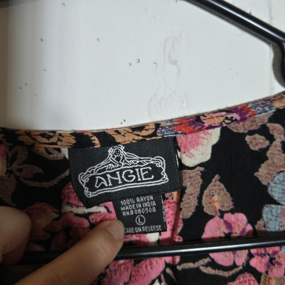 Angie Floral Paisley Open Front Midi Dress Large Boho Cottage Romantic Hippie - Picture 3 of 8